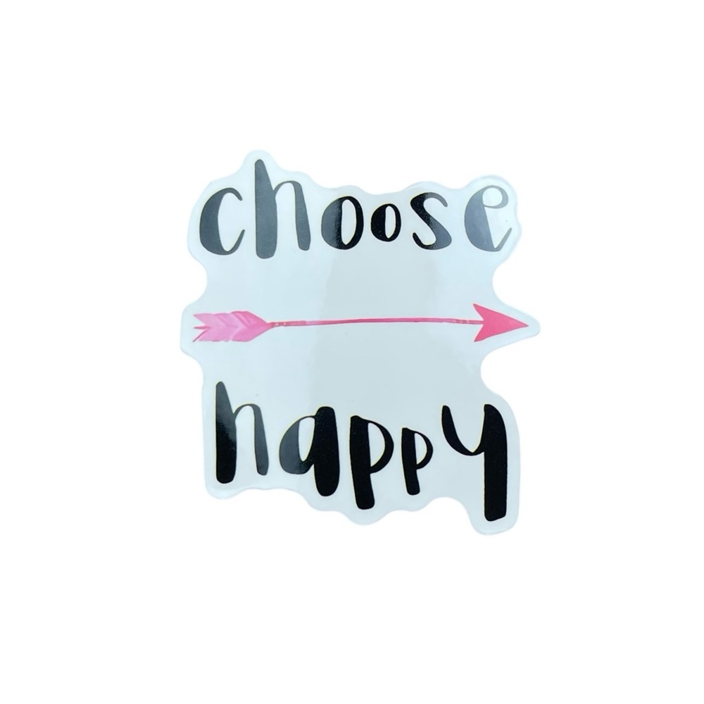 Choose Happy Glossy Sticker with Pink Arrow Laptop Notebook Kindle Decor